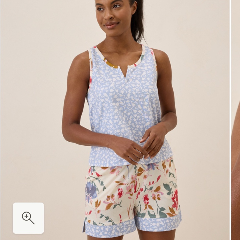 Floral Blue and Cream Sleepwear Top